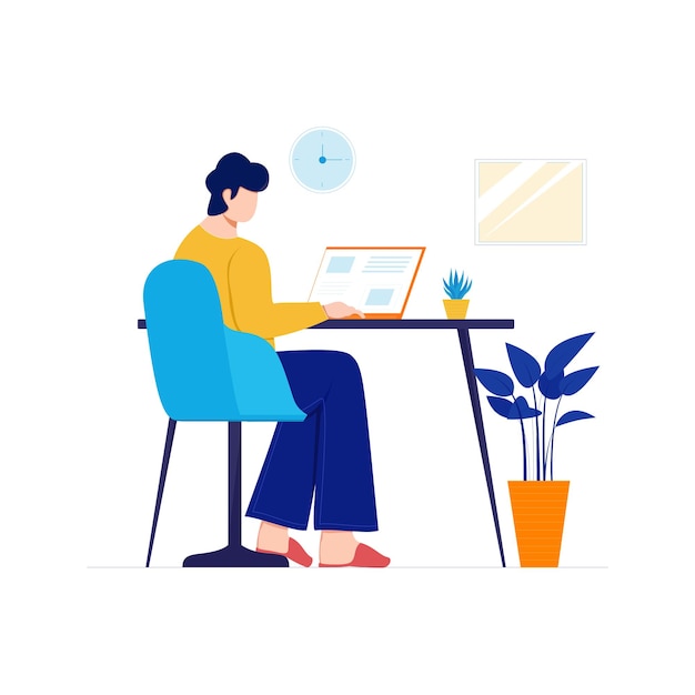 Vector working from home illustration