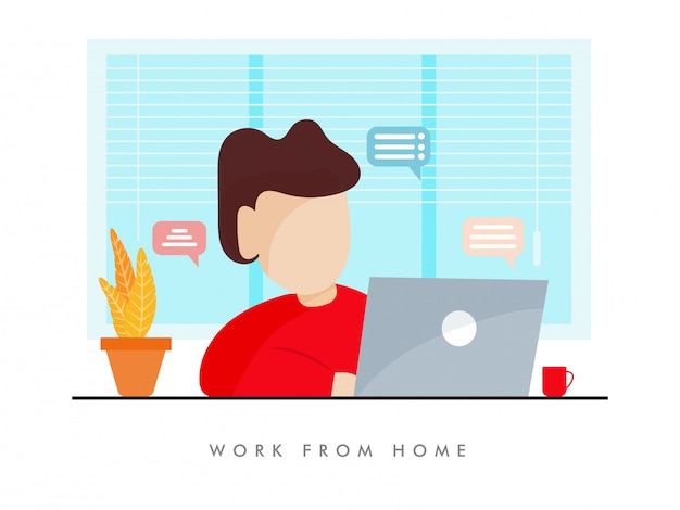 Vector working from home in quarantine.   illustrations of working at home concept. people at home.