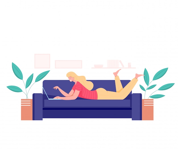 Vector working at home, freelance concept