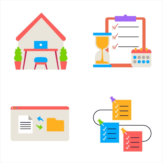 Vector working at home sticker part 1