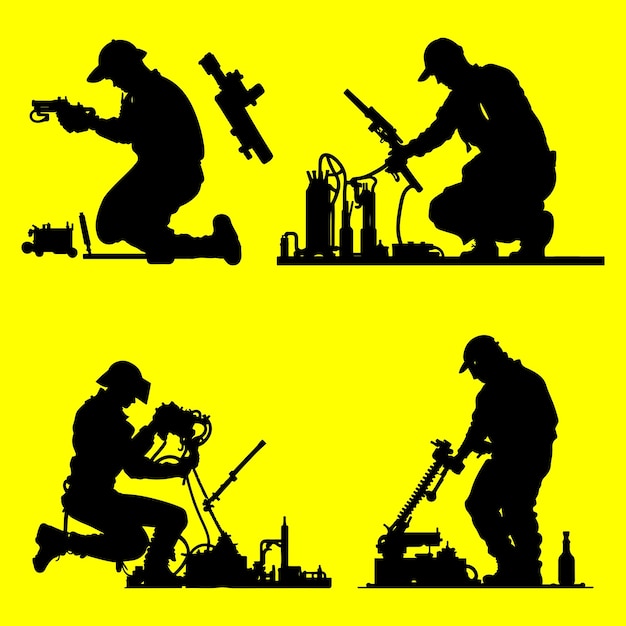 Working Mechanic Vector Set Mechanic Silhouette Mechanic on work