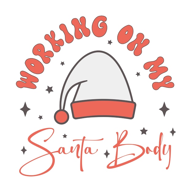 Работаю над моим Санта-Клаусом Санта-Клауса Счастливого Рождества Винтажный векторный дизайн