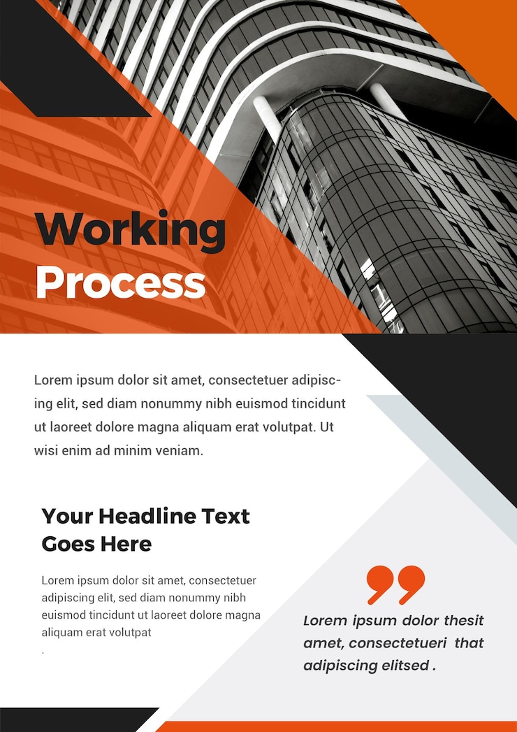Vector working process template a4 print page for business profile annual report brochure catalog corporate