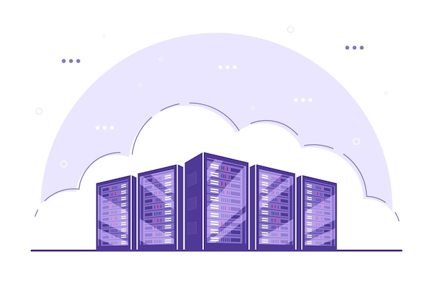 Working server server cabinets. data storage, cloud storage, data center concept.