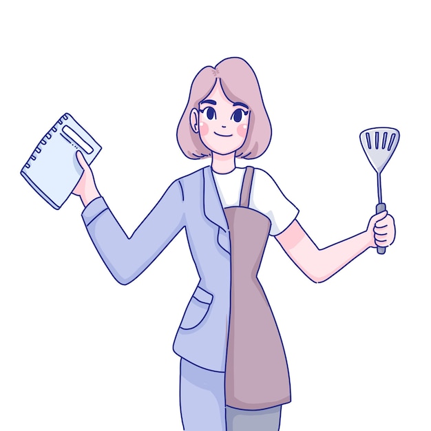 Working woman character illustration