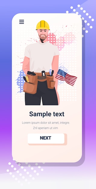 Рабочий в форме с празднованием дня труда флаг сша