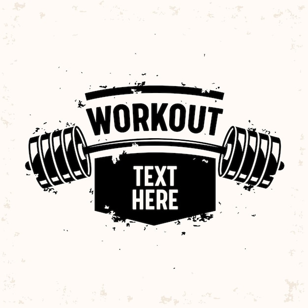 Workout banner met barbell, creatief bodybuilding en fitness motivatie concept.