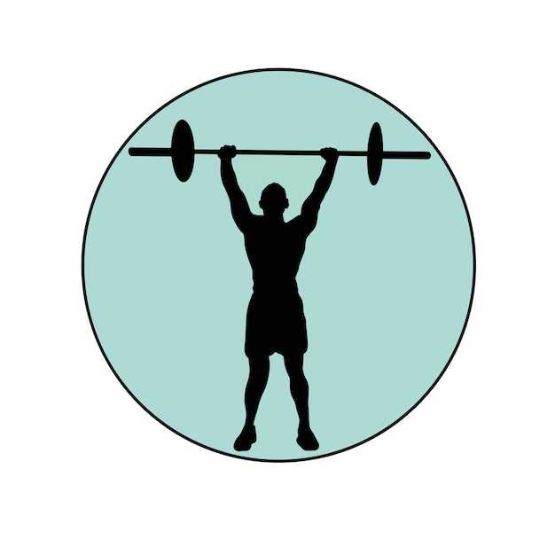 Vector workout black silhouette with color background