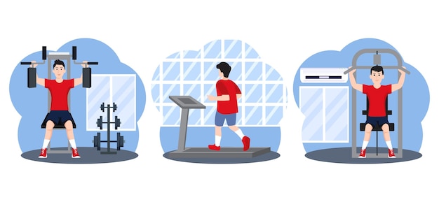 Vector workout flat bundle design illustration