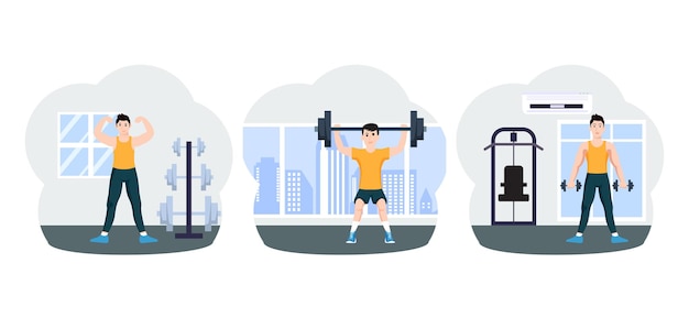 Workout Flat Bundle Design Illustration