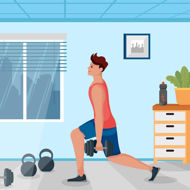 Vector workout gym flat design illustration