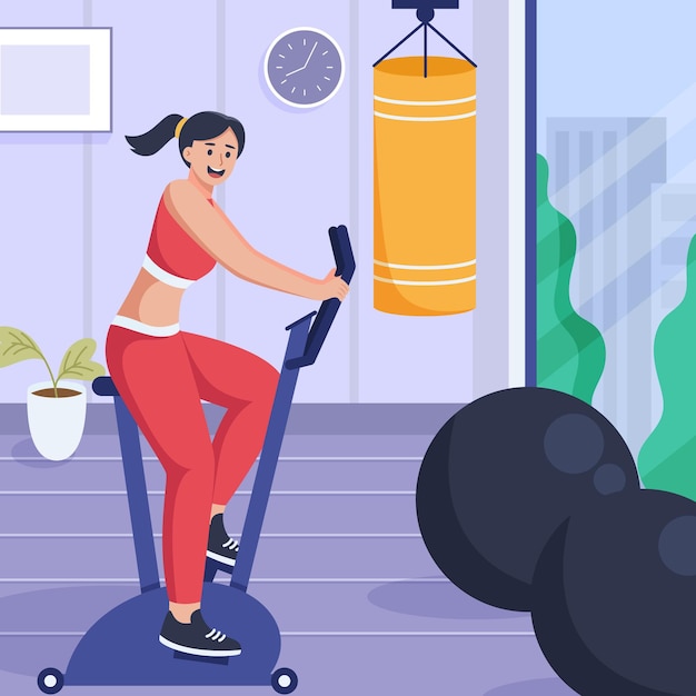 Workout Gym Flat Design Illustration