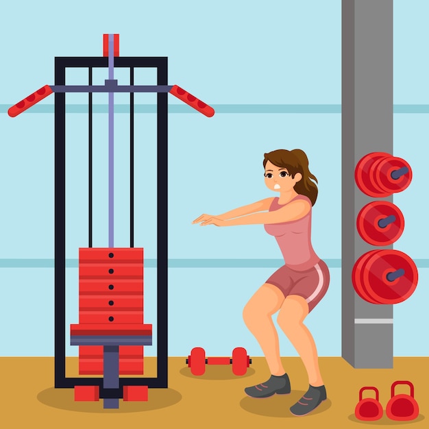 Vector workout gym flat illustration design