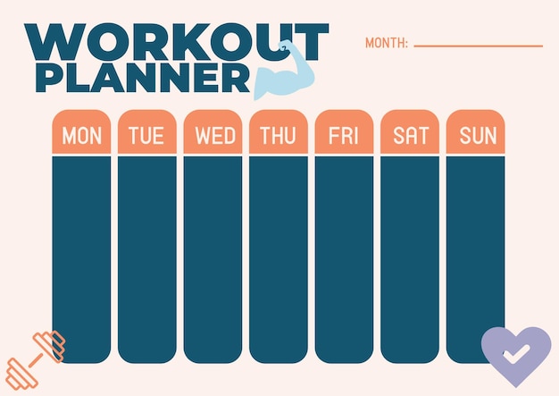 Vector workout planner vector template