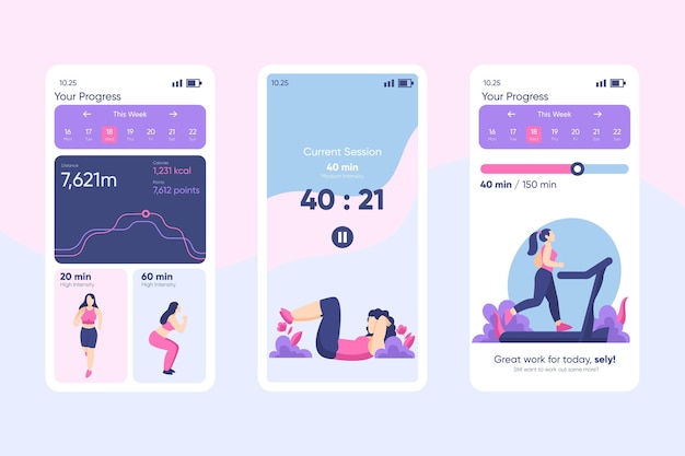 Vector workout tracker app concept