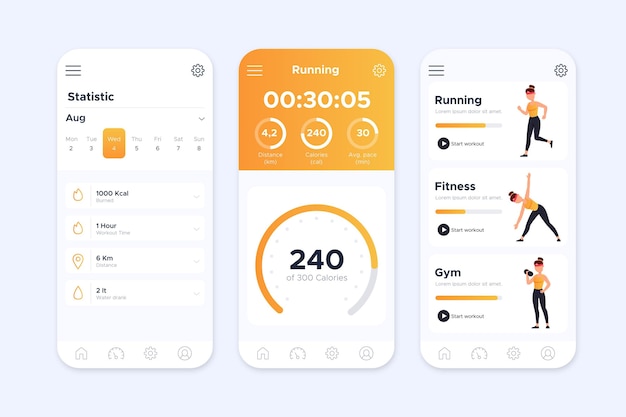 Vector workout tracker app interface