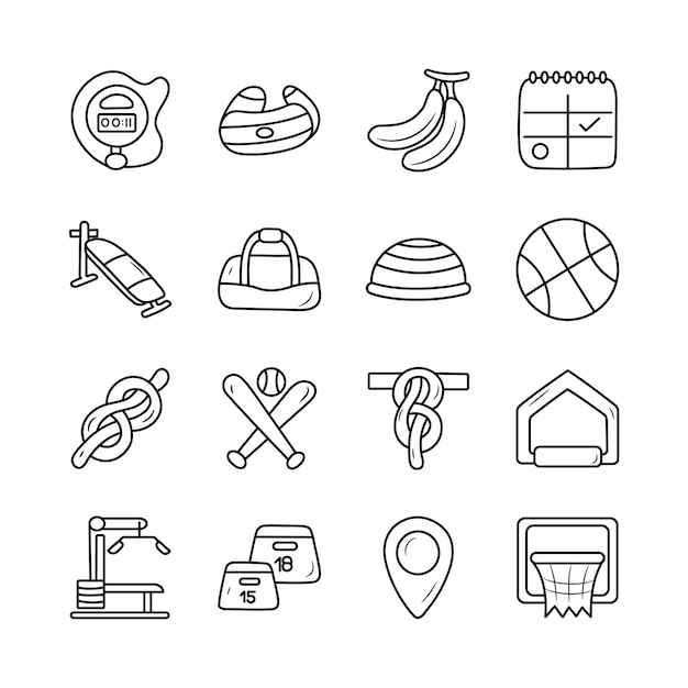 Workout Vector Outline Icon Set 1