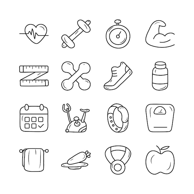 Vector workout vector outline icon set5