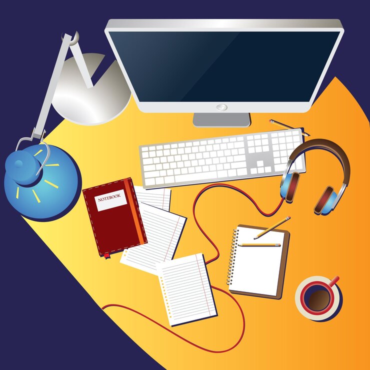 Vector workplace colorful illustration