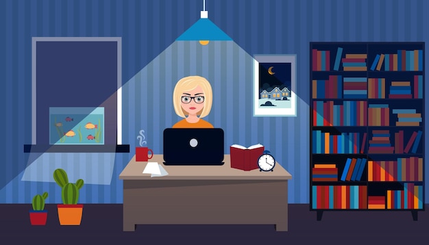 Workplace at home vector illustration remote work