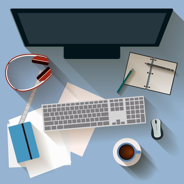 Vector workplace organization graphic pattern background in flat style