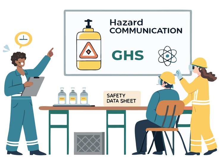 Vector workplace safety training vector illustrations flat style ppe emergency first aid fire safety