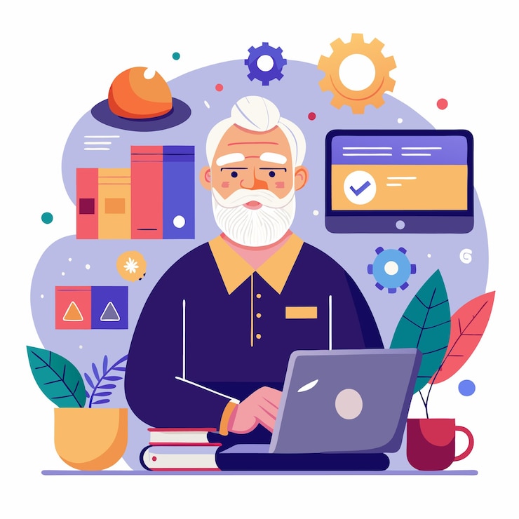 Vector works online people situation in flat design vector illustration for social media marketing material