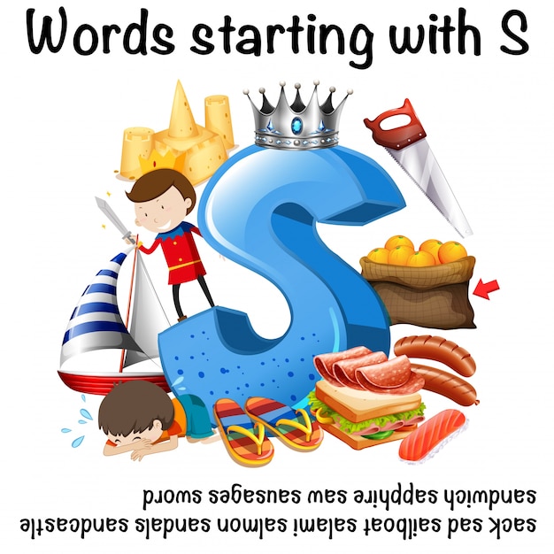 Worksheet design for words starting with S