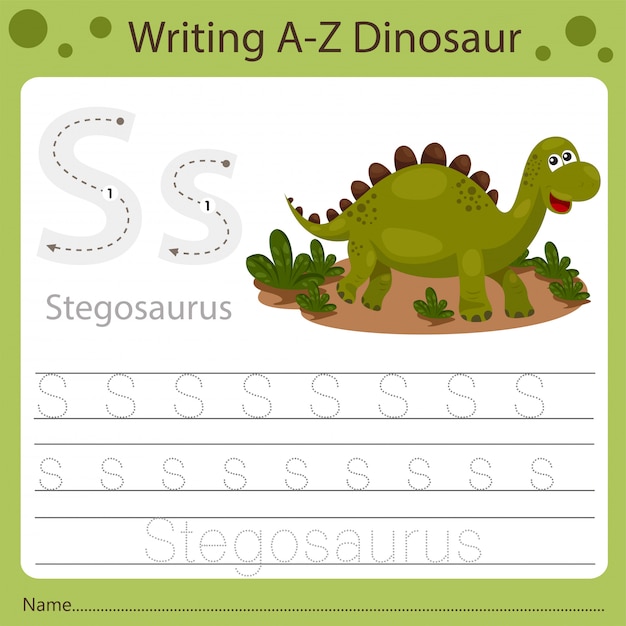 Worksheet for kids, writing a-z dinosaur s