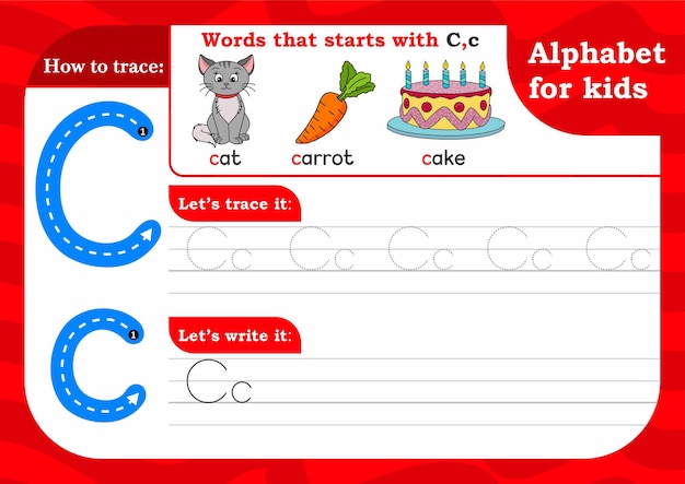 Worksheet letter c alphabet tracing practice letter c letter c uppercase and lowercase tracing