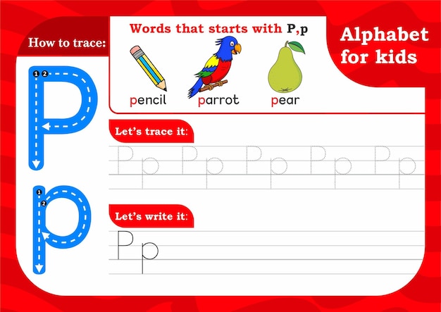 worksheet Letter P Alphabet tracing practice Letter P Letter P uppercase and lowercase tracing