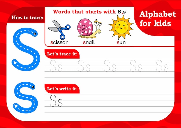 worksheet Letter S Alphabet tracing practice Letter S Letter S uppercase and lowercase tracing