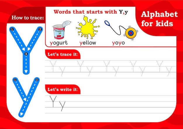 worksheet Letter Y Alphabet tracing practice Letter Y Letter Y uppercase and lowercase tracing