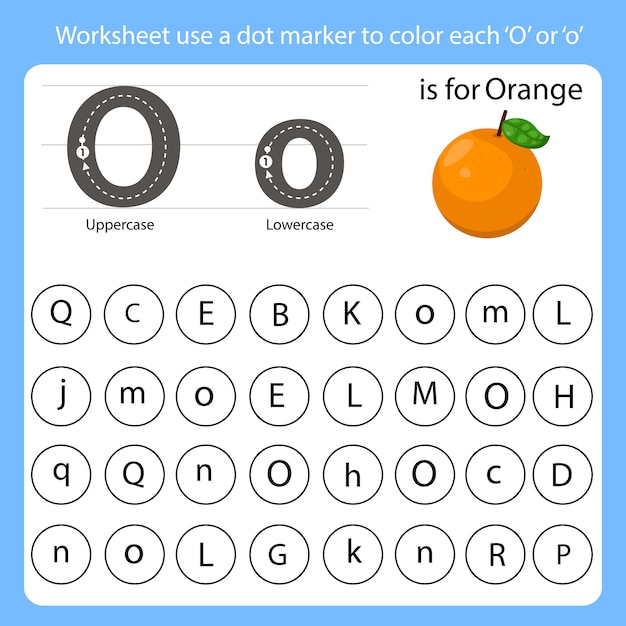 Worksheet use a dot marker to color each O