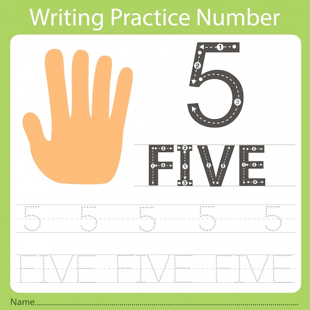 Worksheet writing practice number five