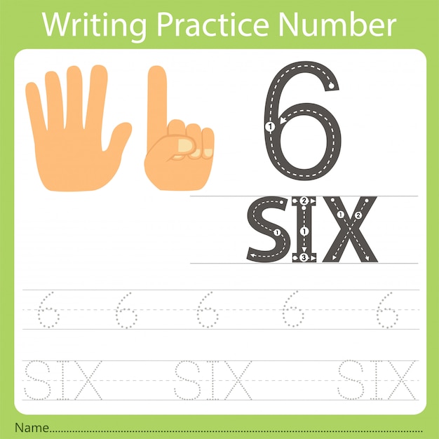 worksheet Writing practice number six