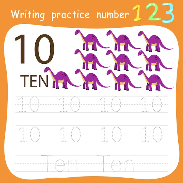 Worksheet writing practice number ten