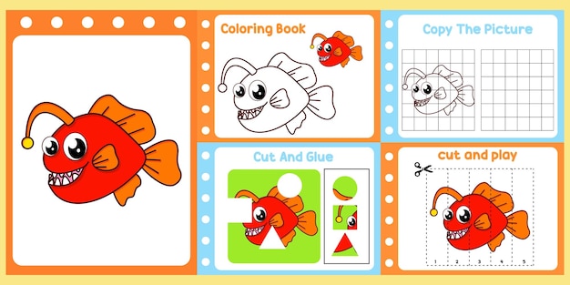 물고기 벡터 Children39 학습 책이 있는 아이들을 위한 워크시트 팩