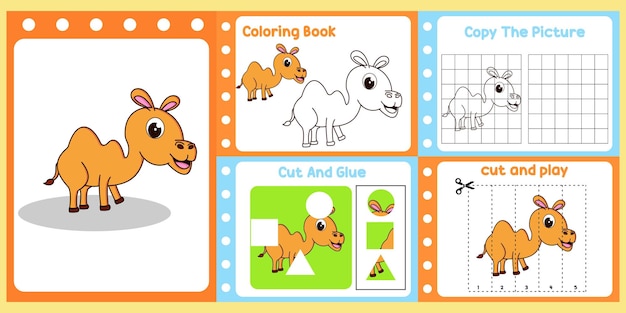 Worksheets pack for kids with camel vector children39s study book