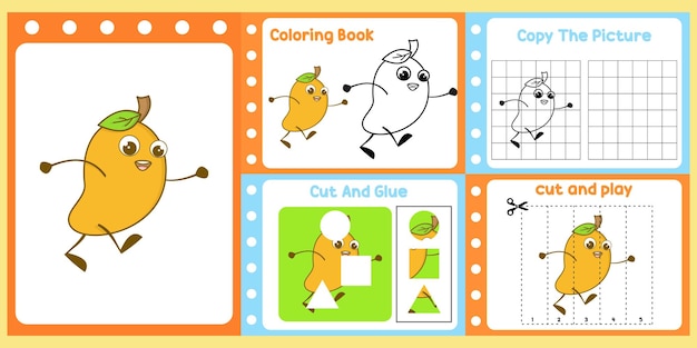 Worksheets pack for kids with mango fun learning for children