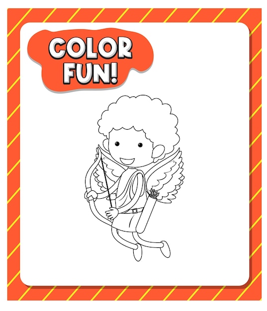 Worksheets template with color fun text and angel outline