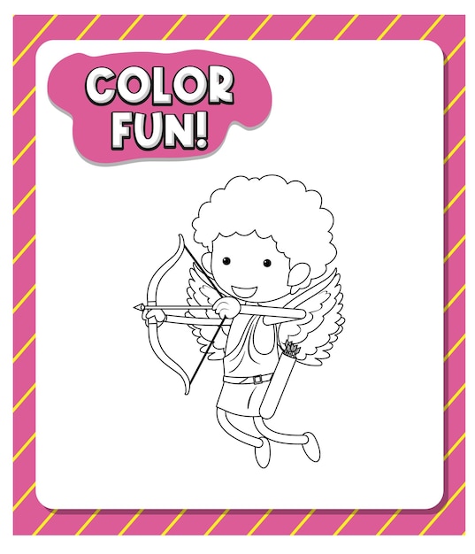 Worksheets template with color fun text and angel outline