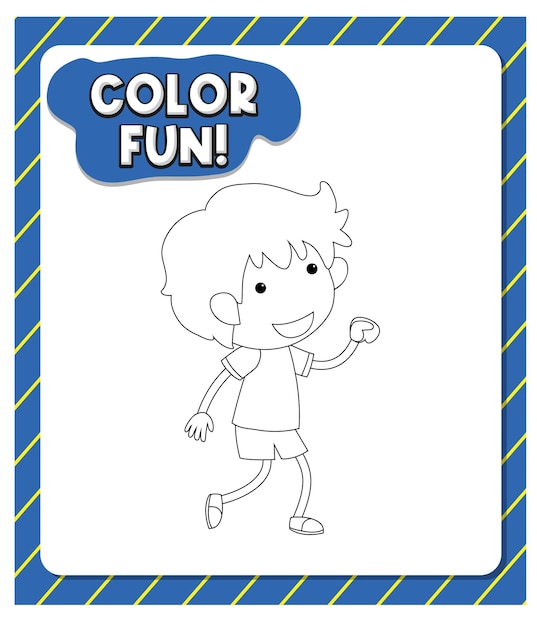 Worksheets template with color fun text and boy outline