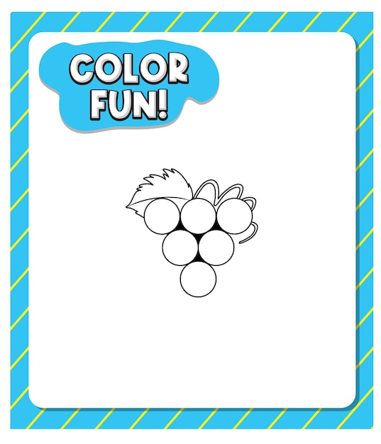 Worksheets template with color fun text and grape outline