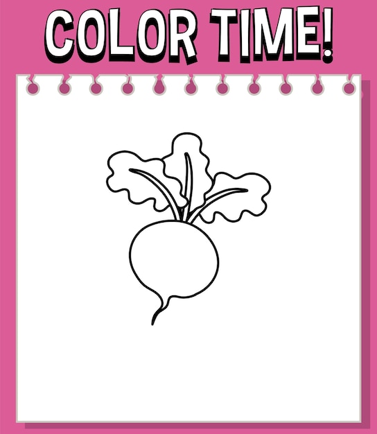 Worksheets template with color time text and beet root outline