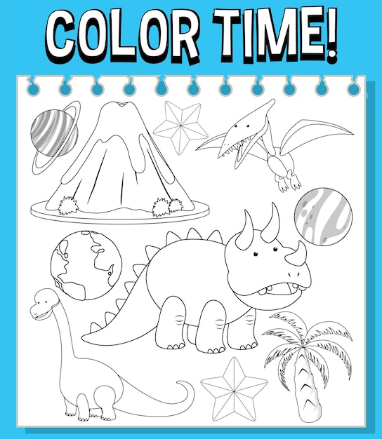 Worksheets template with color time text