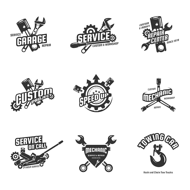 workshop mechanic logo template collection