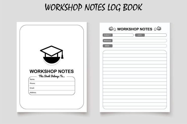 Vector workshop notes kdp interior log book design