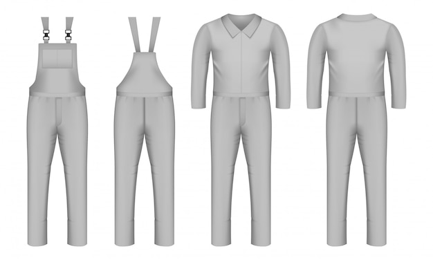 Workwear icon set, realistische stijl