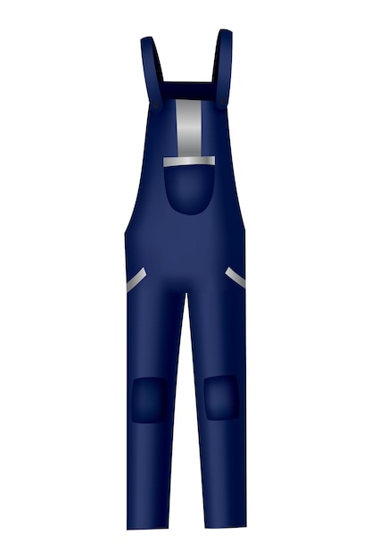 Vector workwear uniform element blue denim overall or dungaree as uniform protective clothing or safety equipment construction workers clothing uniform mockup